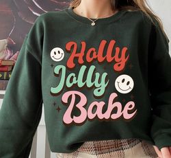 Holly Jolly Babe Christmas, Retro Christmas sweatshirt, Retro Xmas sweatshirt, Christmas sweatshirt, Christmas, holiday