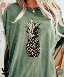 Pineapple Shirt, Leopard Shirts for Women, Foodie Shirt, Comfort Colors Summer Tee, Cute Pineapple T Shirt, Pineapple Lo