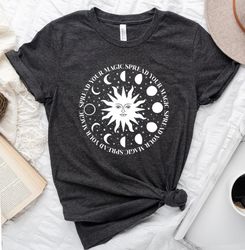 Sun And Moon Shirt, Boho Celestial Sun and Moon T-shirt, Hippie Shirt, Bohemian Sun And Moon Shirt, Oversized T-shirt, C