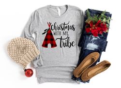 Christmas with my tribe Shirt,Christmas Shirt,Buffalo Plaid Christmas Shirt,Matching Family Christmas Shirts,Christmas G