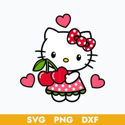 Cherry Hello Kitty Svg, Hello Kitty Svg, Kitty Cat Svg, Cartoon Svg, Png Dxf Digital File