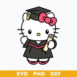 Graduate Hello Kitty Svg, Hello Kitty Svg, Graduate Svg, Cartoon Svg, Png Dxf Digital File