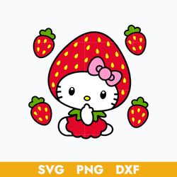 Hello Kitty Strawberry Svg, Hello Kitty Svg, Cartoon Svg, Png Dxf Digital File