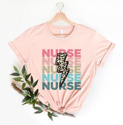Nurse Lightning Bolt Shirt,Gift For Nurse Shrit, Nurse Graduation Shirts, Nurse Graduation Shirt,Distressed Leopard Nurs