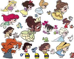 disney baby princess cartoon svg, baby disney princess svg, png files