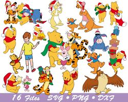 christmas Winnie the pooh svg for cricut, pooh outline svg, pooh png