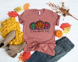 Wild About Fall, Happy Fall Y'All, Thankful Grateful Blessed Shirt, Thanksgiving Shirt, Buffalo Plaid Thanksgiving Shirt