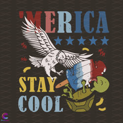 Merica Eagle and Turtle Stay Cool Svg, Independence Svg, 4th Of July Svg, Funny