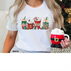 Christmas Coffee Shirt, Coffee Cups Shirt For Christmas, Coffee Lover Gift, Teacher Christmas Shirt, Christmas Shirt For