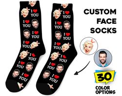 Custom Face Socks, Anniversary Photo Personalized Socks, Valentine i love you Socks, Gift for Her, Girlfriend Boyfriend
