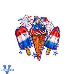 4th of July Patriotic Ice Cream American Flag PNG Silhouette File