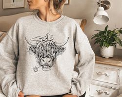 cute cow shirt or sweatshirt, heifer sweatshirt, highland cow shirt, cow gifts for her, farm t-shirt, ranch tee, farmer,