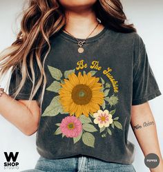 Sunflower Shirt, Comfort Colors Shirt, Floral Tee, Flower Shirt, Garden Womens Fall Shirt, Sunflower Tshirt, Boho Tee