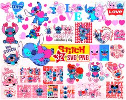 stitch valentines Svg bundle, stitch valentines day svg, png