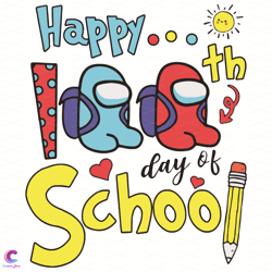 Happy 100th Day Of School Among Us Svg, Trending Svg, Among Us Svg, Ha