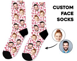 Custom Face Socks, Photo Personalized Socks, Faces On Socks, Love Heart Socks, Gift for Her, Girlfriend Gift, Boyfriend