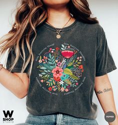 Grow Positive Thoughts Tee, Comfort Colors Shirt, Floral Bohemian Style T Shirt, Trending Right Now, Women's Graphic Tee