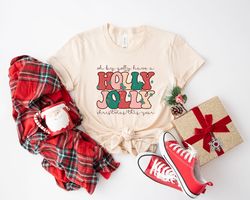 Holly Jolly Funny Christmas T shirt, funny chritmas t-shirt, Christmas t-shirt, holiday apparel, Retro christmas, Women