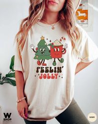 Retro Christmas Comfort Colors Shirt, Feeling Jolly Christmas Shirt, Vintage Santa Christmas Shirt, Retro Holiday Shirt,