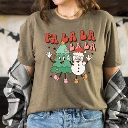 Retro Christmas T Shirt, Fa La La Tree Shirt, Vintage Santa Christmas Shirt, Retro Holiday Shirt, Ugly Sweater Shirt, Wo