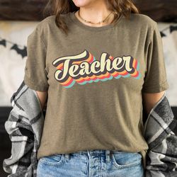 Teacher Shirt Retro Rainbow Design, teacher shirt, retro teacher shirt, retro rainbow shirt