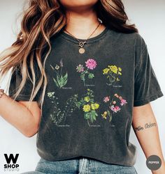 Vintage Floral T-shirt, Botanical Shirt, Wildflower Tee, Vintage Botanical, Flower Botanical Print, Oversized Shirt, Gra