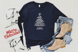 Christmas Tree Long Sleeve Shirt, Merry & Bright Shirt, Long Sleeve Shirt for Women, Crewneck pullover Sweater, cute Win