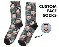 Custom Face Socks, Custom Photo Socks, Face on Socks, Personalized, Geometric Picture Socks, Funny Gift For Her, Him or