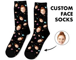 Custom Face Socks, Space Custom Photo Socks, Face on Socks, Personalized Socks, Space Picture Socks, Funny Gift For Her,