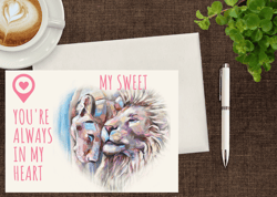 My sweet! Card to Download Animal Painting Creeting Card.