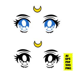 Sailor Moon Luna Eyes Svg, Sailor Moon Luna Face Svg, Sailor Moon Svg, Sailor Moon Character Svg, Cartoon Svg