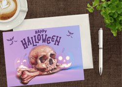 Happy Halloween! Card to Download Scull Painting Creeting Card.