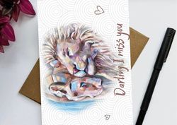 Darling I miss you! Card to Download Painting Creeting Card.