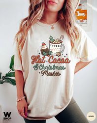 Comfort Colors Hot Cocoa Christmas t-shirt, retro Christmas t-shirt, Retro Xmas holiday apparel, Christmas Shirts, Vinta