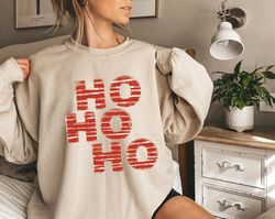 HO HO HO Sweatshirt, Merry Christmas Tree Hoodie, Unisex Adult Funny Holiday shirt, Vintage Merry and Bright Xmas Crew t