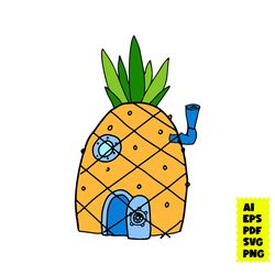 Pineapple House Svg, Pineapple Svg, Spongebob Svg, Bob Svg, Cartoon Svg, Ai Eps Digital File