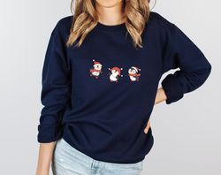 Penguin Sweatshirt, Cute Christmas Sweatshirt, Christmas Crewneck, Holiday Party Funny Shirt, Long Sleeve Holiday Sweate