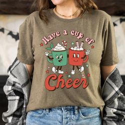 Retro Christmas cheer shirt, Christmas party shirt, Cute Women's holiday shirt, Women's Christmas top, Xmas shirt, funny