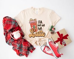 Retro Fa La Latte Christmas Coffee Shirt, Christmas Women Coffee Shirt, Vintage Christmas T shirt, Coffee Lover Gift