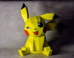 Pikachu PDF SVG papercraft DIY pepakura origami template low poly