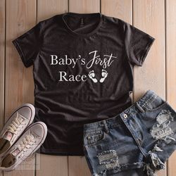 Baby Announcement Shirts, Baby's First Race, T-shirt, Baby Showers, Running Tees
