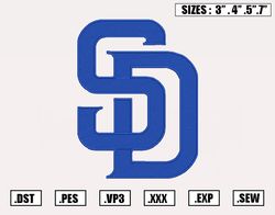 San Diego Padres Embroidery Designs, MLB Logo Embroidery Files, Machine Embroidery Design File, Digital Download