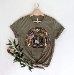 Army Rainbow Shirt, America Soldier Trail Shirt, American Shirts, 4th Of July, Patriotic Shirt,Patriotic Family Shirts,V