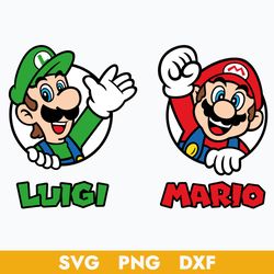 Mario Luigi Bundle Svg, Mario Svg, Luigi Mario Svg, Mario Cliapart, Mario Cricut Svg, Png Dxf Digital File