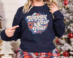Colorful Retro Vintage New Year's Eve Shirt,2023 Happy New Year Sweatshirt,Happy New Year Shirt, 2023 Christmas, Happy N