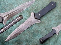Damascus Boot Knife , Hand Made Damascus Steel Full Tang Dagger Knife