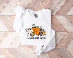 Happy Fall Y'all, Pumpkin Teeth Sweatshirt,Thanksgiving Shirt,Thankful Shirt,Fall Shirt,Hello Pumpkin,Family Matching Sh