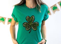 Leopard Print Shamrock Shirt, St. Patricks Day Shirt, Shamrock Lucky Lips, Four Leaf Clover, Shamrock, Irish Shirt