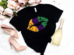 Mardi Gras Shirt,Lips Fleur De Lis Shirt, Fat Tuesday Shirt,Flower de luce Shirt,Louisiana Shirt, Saints New Orleans Shi