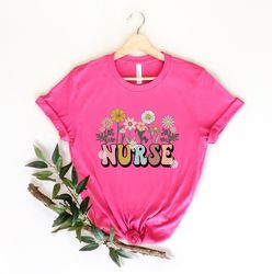 Nurse Flower Shirt, Gift For Nurse, Nursing Student Shirt, Registered Nurse, Graduation Shirt, Nursing School Tee, RN Te